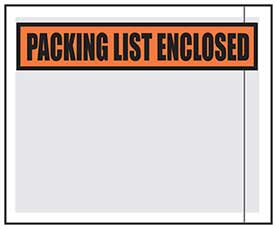 Printed Packing List Pouches 4.5" x 5.5"