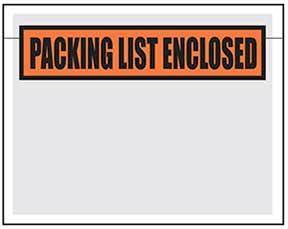 Printed Packing List Pouches 7" x 5.5"